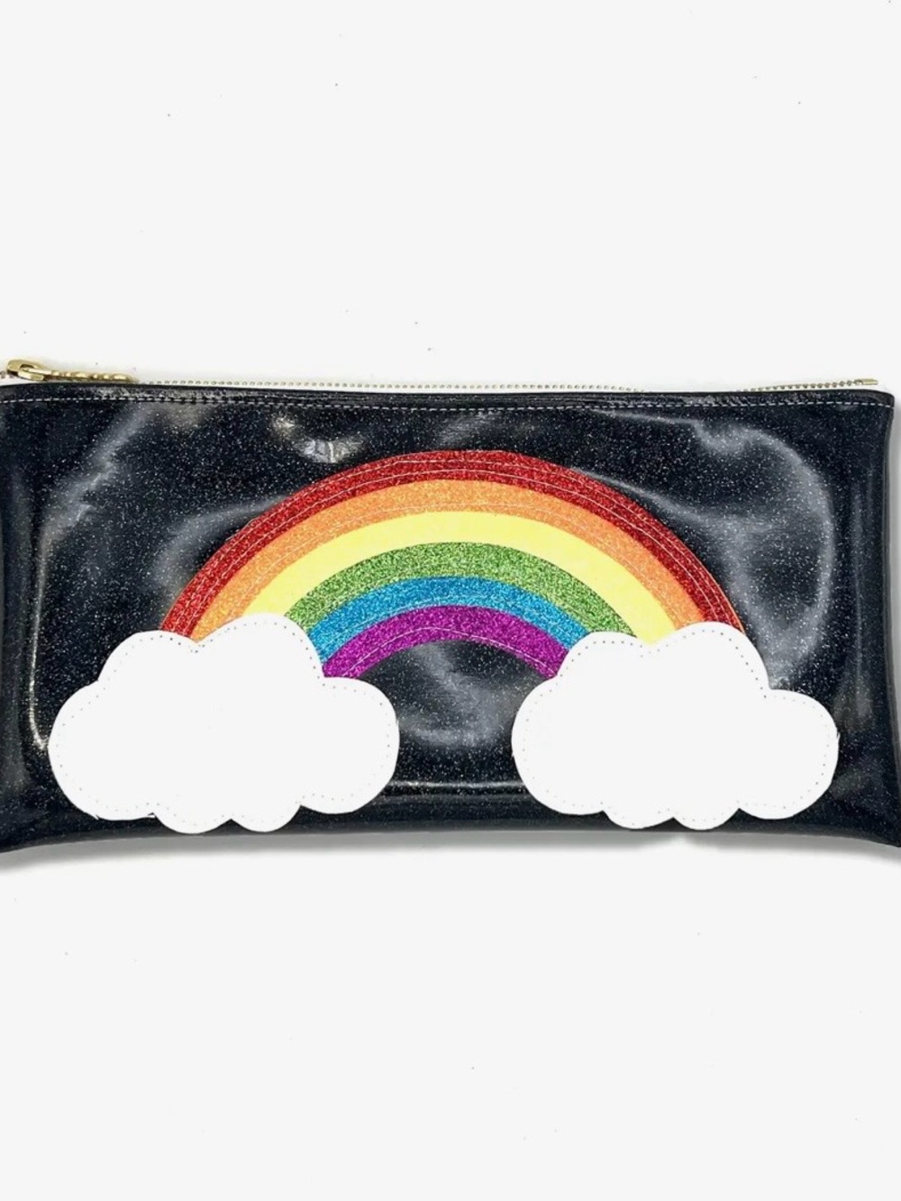 Glittering, rainbow and cloud clutch